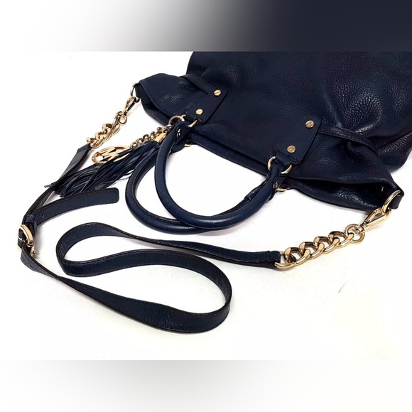 Michael Kors Megan Pebbled Leather Tassel Satchel Crossbody Handbag- Pre Owned - Picture 12 of 14